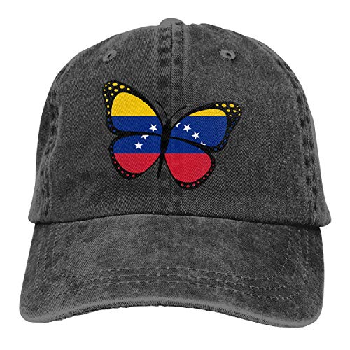 Bandera de Venezuela Mariposa de los Hombres de la Mujer Jeans Ajustable Gorra de béisbol Sombrero del Camionero del Dril de algodón teñido con Hilo