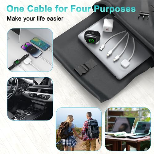 for Apple Watch Charger USB C 38W PD Fast Wall Plug for Apple Watch/iPhone/Airpods, 4 in 2 Travel iWatch & iPhone Charger for iWatch Series 3/4/5/6/7/8/SE/Ultra Wireless Magnetic Charging Cable 6FT - Thumbnail 6
