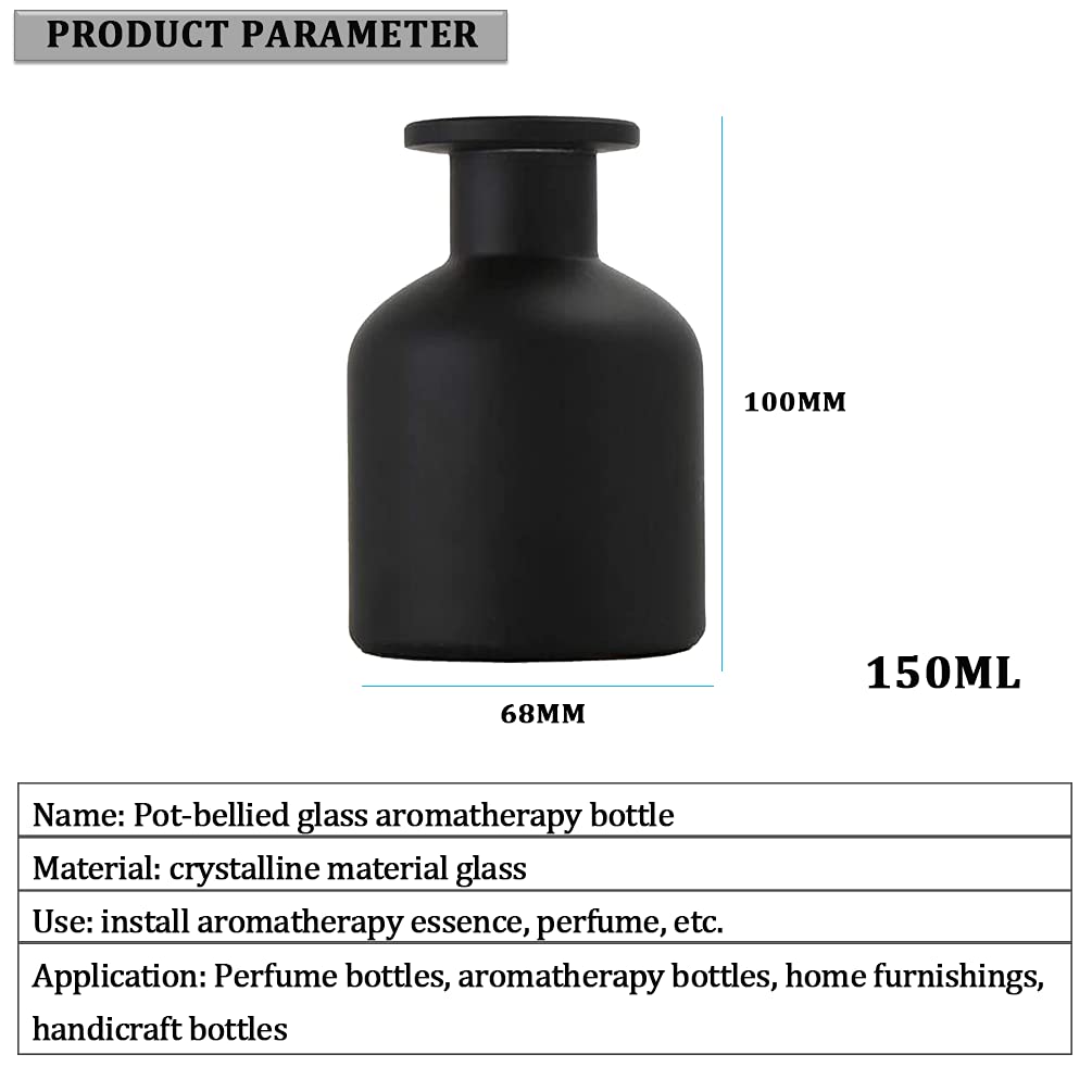 ericotry 1Pcs Black Empty Refillable Glass Aromatherapy Diffuser Bottle Jar Container Fragrance Accessories DIY Tool Accessories for Essential Oils Crafts Decor