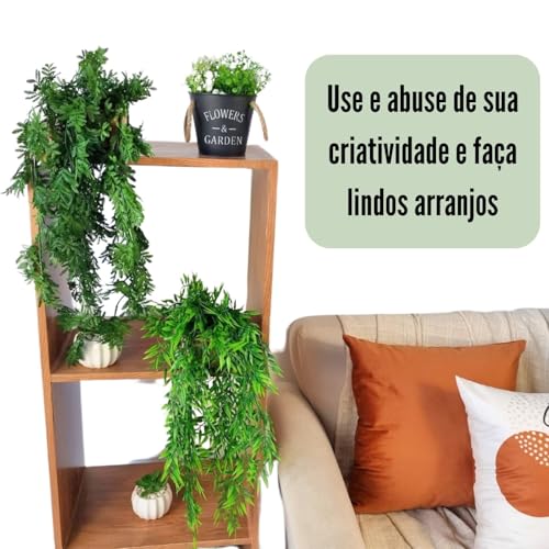 Kit 6 Planta Artificial Mix Folhagem Pendente Decoração para Vaso Trepadeira Permanente