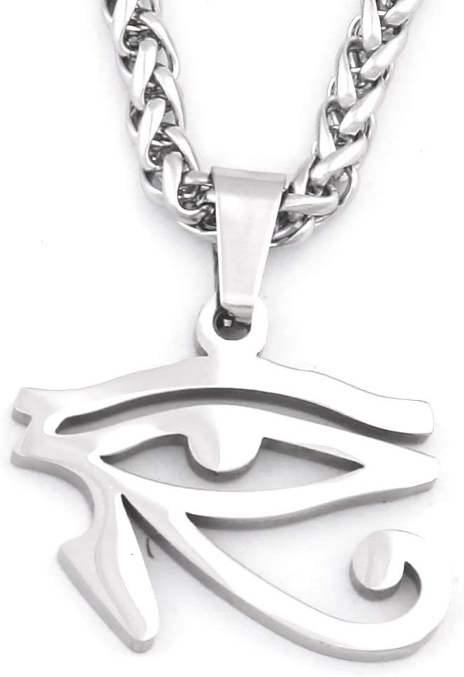 African Jewelry Egypt Horus Eye Cut Pendant For Men Women Stainless Steel Chain Amulet Health Protection Accessory