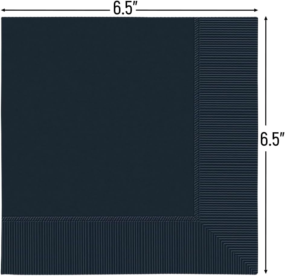 Big Party Pack Jet Black Luncheon Napkins Party Supply - 600 Ct., 6 1/2" x 6 1/2"