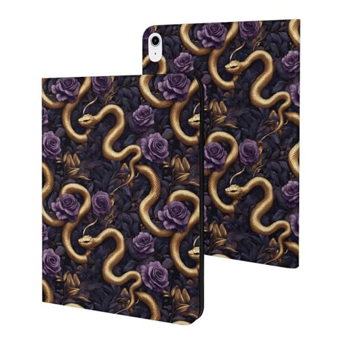Housse iPad Air 11" 2025 effet serpent or rose de style chic