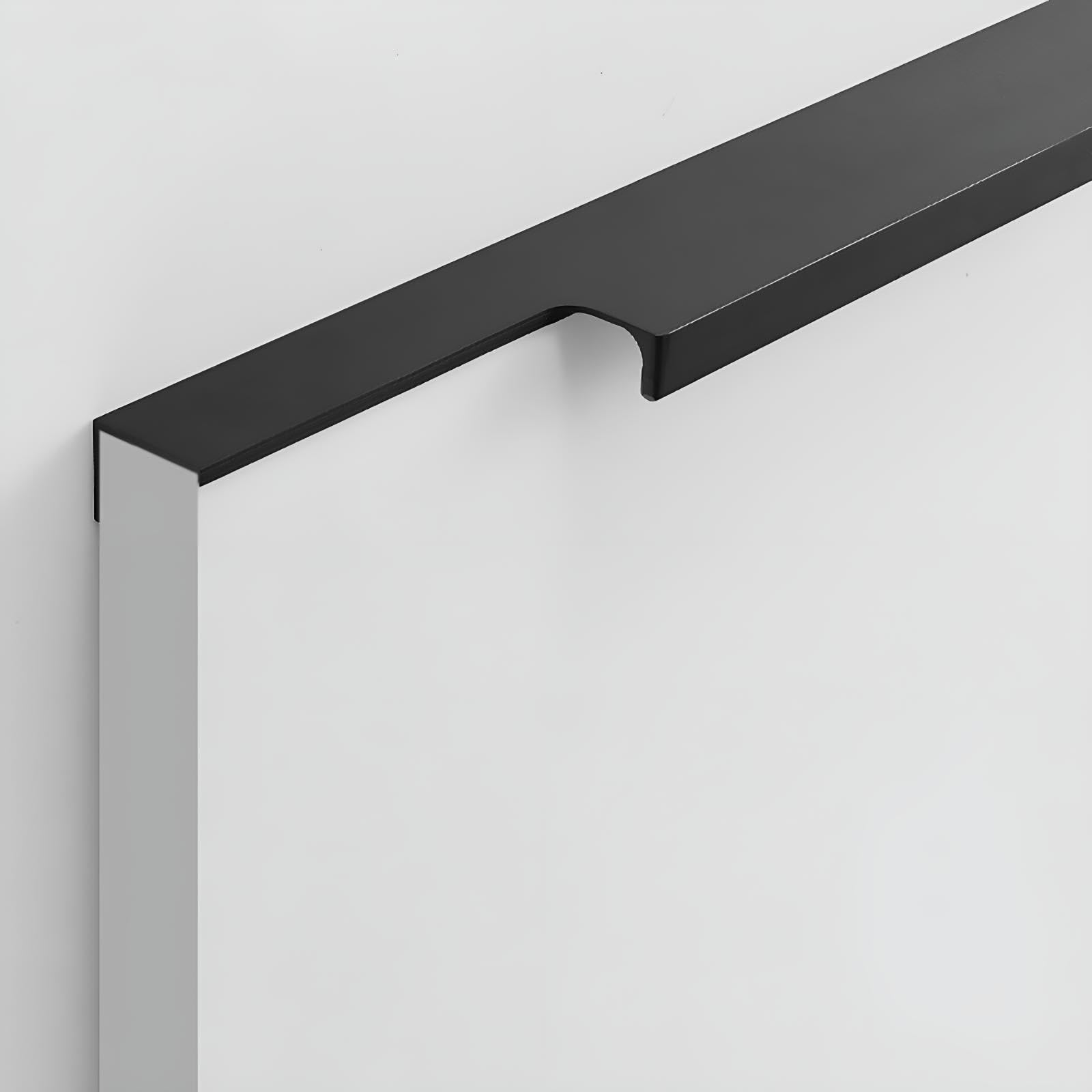 Maniglie per mobili in lega di alluminio, confezione da 2 maniglie nascoste per armadi, finitura liscia, perfette per cucine moderne, armadi e mobili da bagno (nero, L: 100 cm)