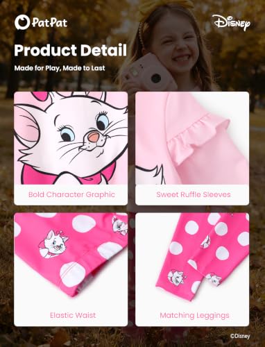 Image of Disney Girls Clothes Long Sleeve Sweatshirt Leggings Outfit 2 Piece Set | Officially Licensed丨Bold Character Print丨Ruffle Shoulder丨Comfy Fit丨Soft Feel丨Lightweight丨Bright Colors丨Mix & Match丨Gift-Ready