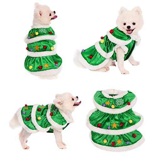 Yoption Christmas Tree Dog Cat Costume, Funny Pet Christmas Cosplay Dress Outwear Coat Apparel Hoodie (XL)