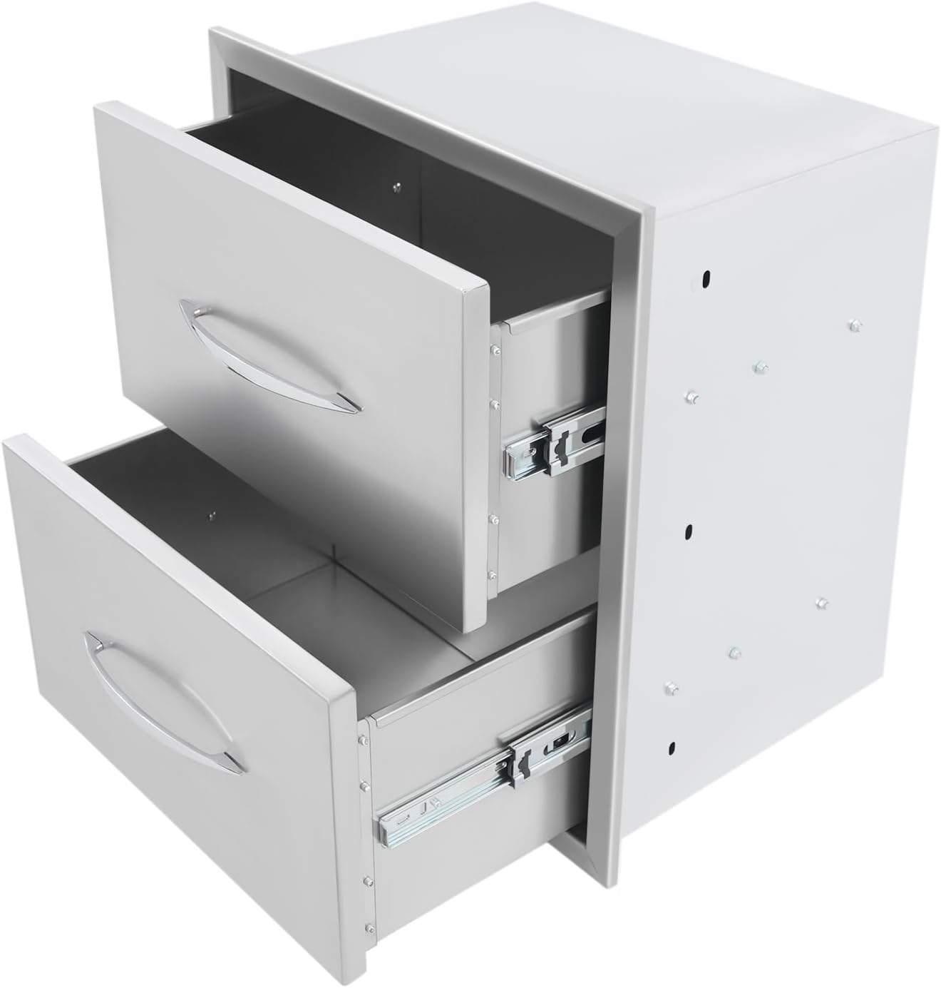 Outdoor Kitchen Drawers,17.7 x 11.3 x 20.1in Double Drawers Stainless Steel Kitchen Drawers,Flush Mount Double Layer Access BBQ Access Drawers for Hotels,Kitchens,Outdoor Kitchens