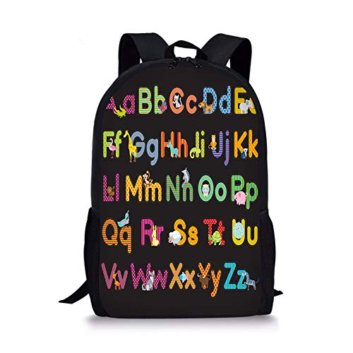 PrelerDIY Cute Animal Alphabet Kids Backpack School Children Book Bag Travel Lightweight Daypack