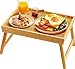 Pipishell Bamboo Bed Breakfast Tray, Bed Trays for Eating with Folding Legs, Food Snack Tray, Used As Lap Tray for Bed, Sofa, Outdoor, Working, Eating, Drawing
