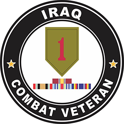 Military Vet Shop US Army 1st Infantry Division Iraq GWOT Ribbons Combat Veteran Window Bumper Sticker Decal 3.8"