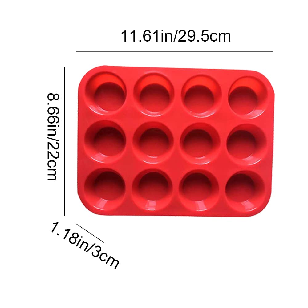 Joyeee Vassoi per muffin, confezione da 2 stampi in silicone da 12 tazze per muffin, cupcake, brownies, vassoi per torte per la cottura, teglia antiaderente accessori da forno per forno