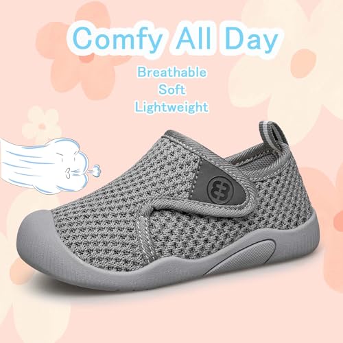 TUOTOM Toddler Tennis Shoes Boys Girls Lightweight Breathable Barefoot Shoes Wide Kids Slip On Sneakers2