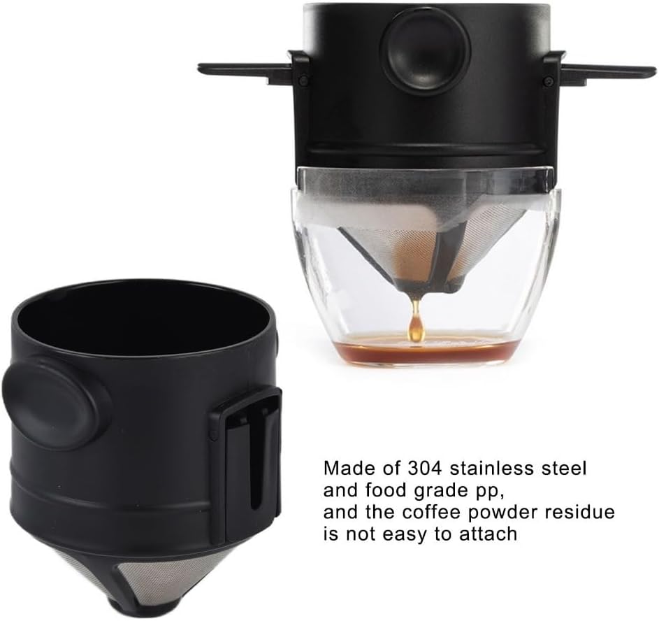 Black Stainless Steel Coffee Dripper Filter Easy To Clean Collapsible Design Reusable Coffee Pour Over Maker Brewing Accessory image 3