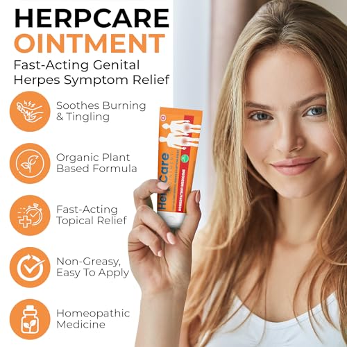 Image of Genital Herpes Treatment Fast Acting Ointment for Itching & Burning Relief | Fast Acting HerpCare Ointment, Homeopathic Medicine For Cold Sore Treatment, Soothes Itching, Tingling & Burning, Sores