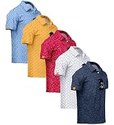 ZITY 5 Pack Mens Golf Shirt Short Sleeve UPF 50+ Moisture Wicking Performance Print Patterns Casu...