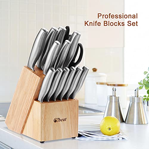 17-Piece High-Carbon Stamped Stainless Steel Knife Block Set, Kitchen Knife Set With Bamboo Block, Chef Knife Set, Knife Block Set With Sharpener, Christmas Gifts #TOP7