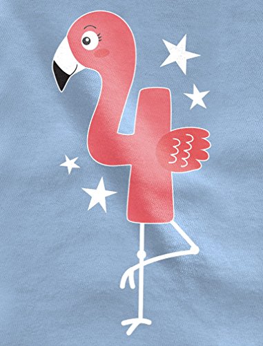Tstars Flamingo 4th Birthday Gift for Four Year Old Toddler/Kids Girls' Fitted T-Shirt2