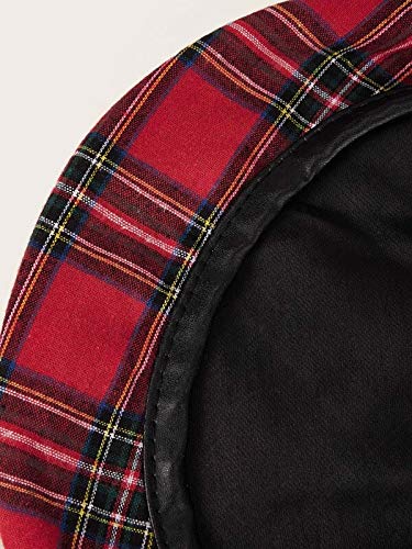 Women Winter Plaid French Beret Hat Tartan Check Artist Painter Hats Beanie Cap Red #TOP4