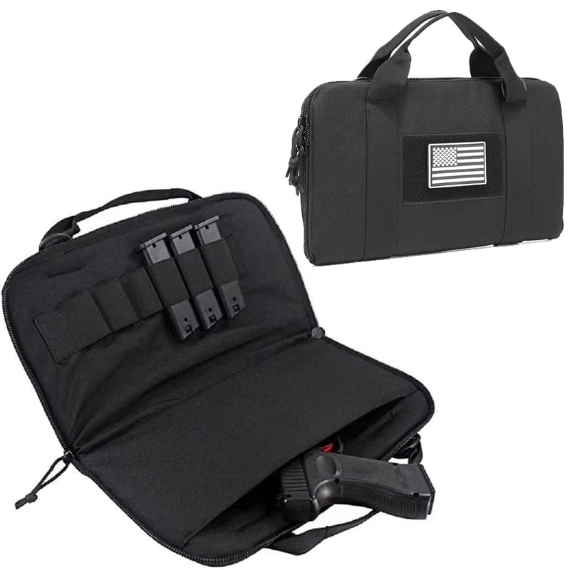 Amebee Tatical Case Soft Pistol Case High Density Nylon Carrie Gun Pistol Hand Gun Case Bag Soft Storage Hand Carry Value Items Security Gun Bag Compact Size Secure Carry Case (Soft Case Black)