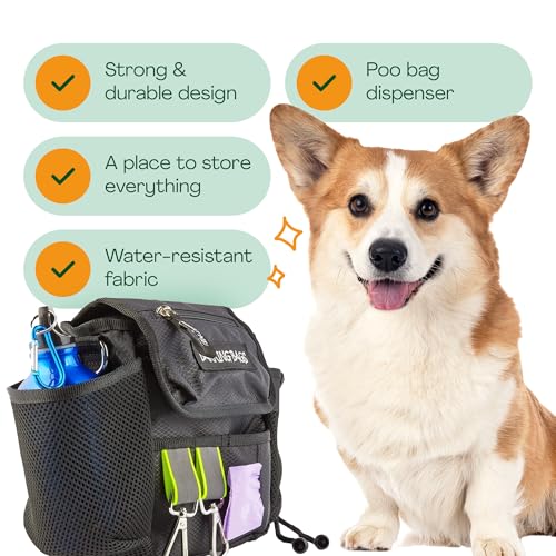 Barking Bags, The Original Dog Walking Bag,Schwarz,Wie in Dragons' Den, leichtes und praktisches Design, trägt Hundespielzeug, Leckerlis, Kotbeutel und mehr mit Leichtigkeit