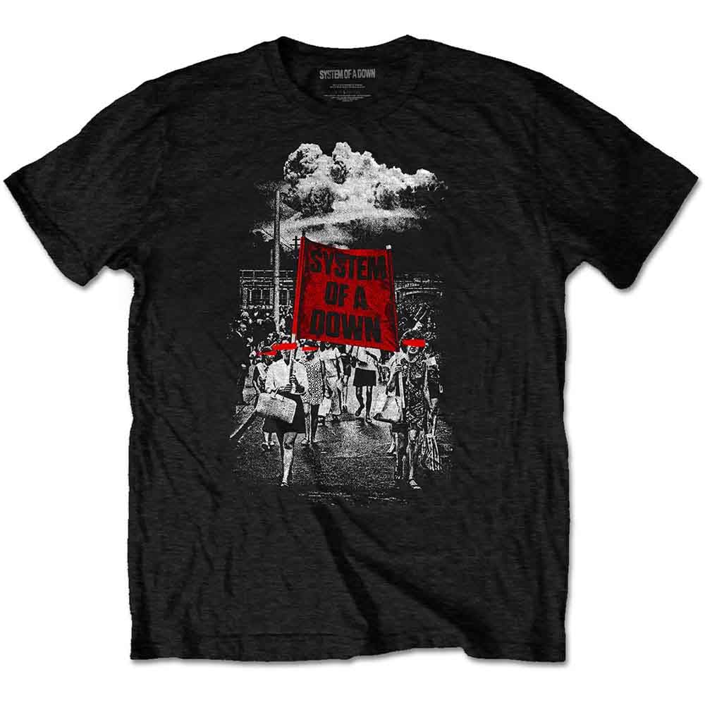 System Of A Down Unisex Tee: Banner Marchs - Small - Black