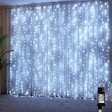 YINUO LIGHT Lumières de Rideau 300 Led Guirlandes Lumineuses Rideau 8 Modes d'Eclairage, Déco Maison,Decoration de Fenêtre, La Saint-Valentin, Mariage, Anniversaire, Fête Blanc