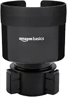 Amazon Basics Expansor de copo de carro com base ajustável, cabe em garrafas grandes de 3,4 a 9,7 cm de diâmetro, segura com segurança Yeti, Hydro Flask e mais, preto