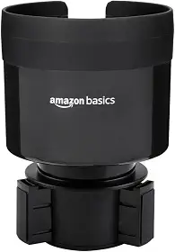 Amazon Basics Expansor de copo de carro com base ajustável, cabe em garrafas grandes de 3,4 a 9,7 cm de diâmetro, segura com segurança Yeti, Hydro Flask e mais, preto