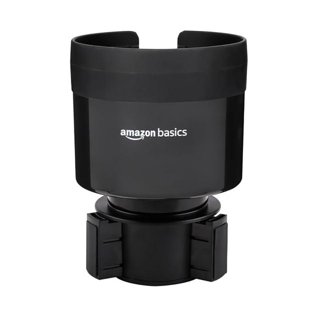 Amazon Basics Car Cup Holder Expander Adjustable Base Secure Fit for Large Bottles 3 4 3 8 inch