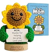 Gift for Mom for Birthday or Christmas - Handmade Positive Sunflower Crochet Holding a Cute Appre...