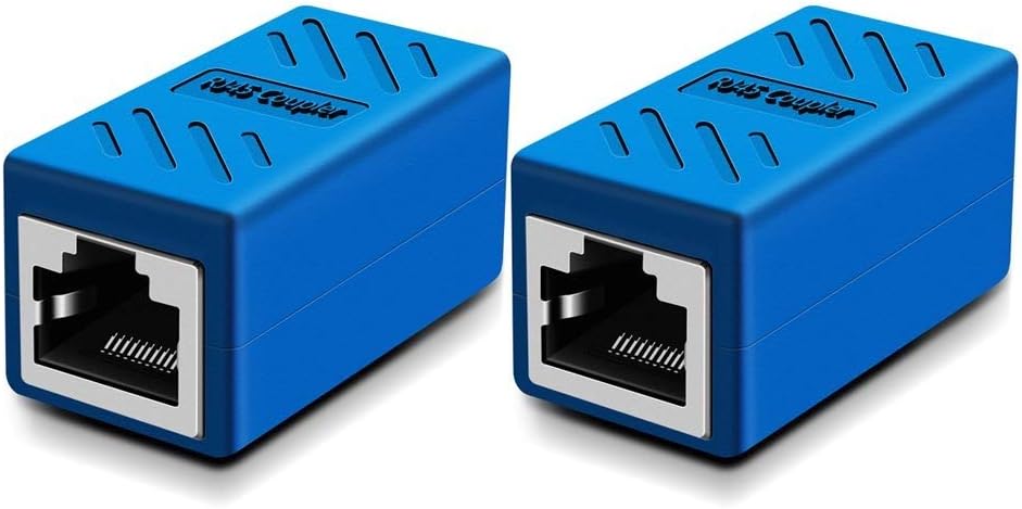 Y.D.F Ethernet Cable Extender,RJ45 Coupler, in-Line Coupler for Cat7/Cat6/Cat5e/cat5 Ethernet Cable Extender Connector - Ethernet Coupler Female to Female (Blue-2 Pack)