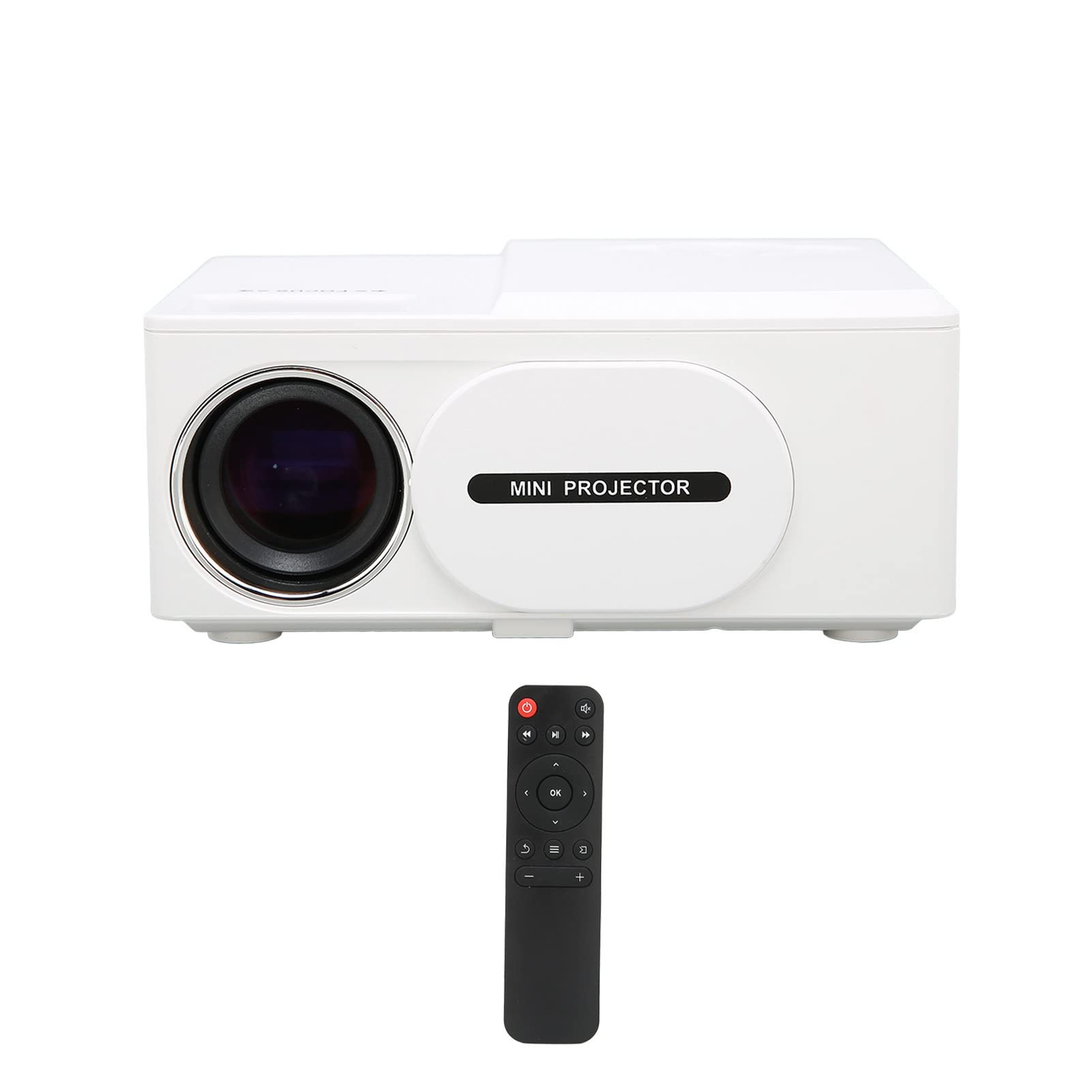 Proiettore Mini Proiettore LED 1080P Full HD Display Supporto Videoproiettore per Esterni Compatibile con Smartphone, TV Stick, Giochi, AV, USB (Spina UE)