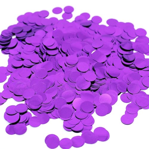 Image of Purple Metallic Foil Confetti(0.59 inch) Round Dots Glitter Table Confetti for Party Wedding Decorations,2.11 OZ per pack