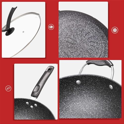 Wok de acero carbono fondo plano 30 cm miniatura 5