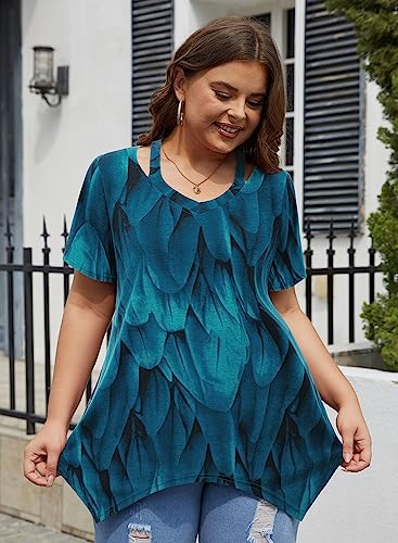 Bulotus Womens Short Sleeve Tunic Tops Cut Out V Neck Dressy Casual Loose Fit Long Tops2