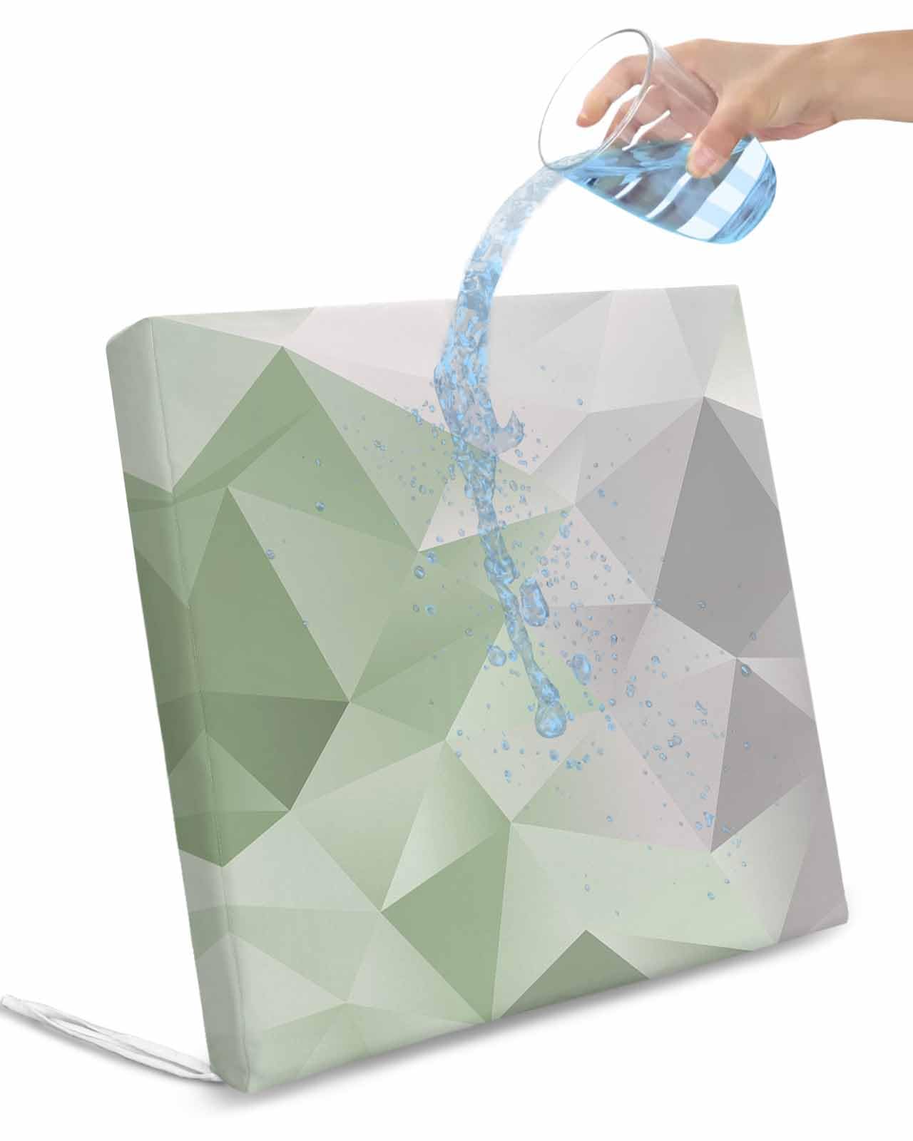 Homechoid Geometric Green Indoor Outdoor Couch Cushion Covers Replacement 4 Pack, Gradual Grey White Minimalist Aesthetics Waterproof Chair Sofa Seat Cover with Ties 22x20x4