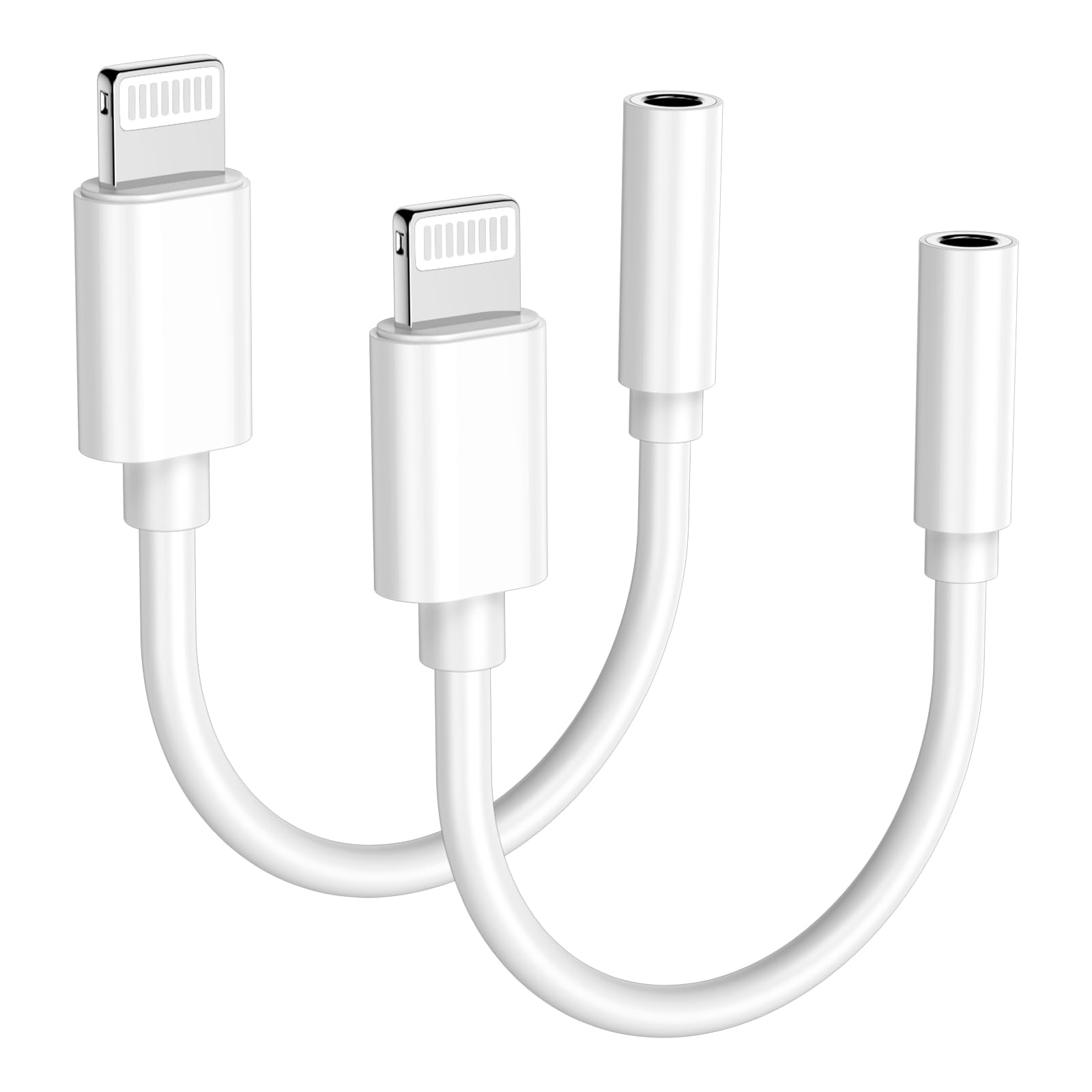 DESOFICON Apple MFi Certified Lightning to 3.5 mm Headphone Jack Adapter for iPhone 14, 2 Pack Headphone Adapter AUX Audio Converter Dongle for iPhone