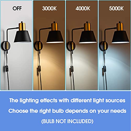 Chiyan Lighting Modern Swing Arm Wall Sconce Plug In Set Of 2, Rotatable Black Wall Lights With On/Off Cord For Bedroom, Living Room #TOP5