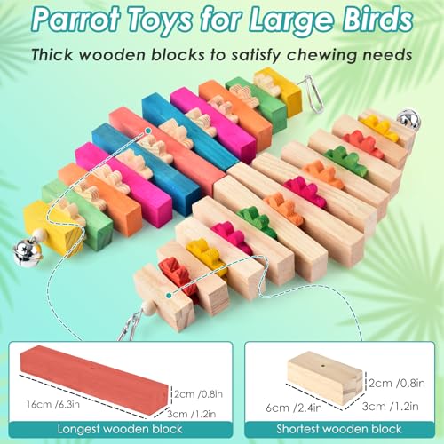 DBNESS 16.54in Extra Large Bird Toys for Parrot, 2 Pcs Colorful Natural Wooden Block Bird Chew Cage Toy for Macaws, African Greys, Amazon Parrots, Eclectus, Cockatoo DBNESS 16.54in Extra Large Bird Toys for Parrot, 2 Pcs Colorful Natural Wooden Block Bird Chew Cage Toy for Macaws, African Greys, Amazon Parrots, Eclectus, Cockatoo - Image 4