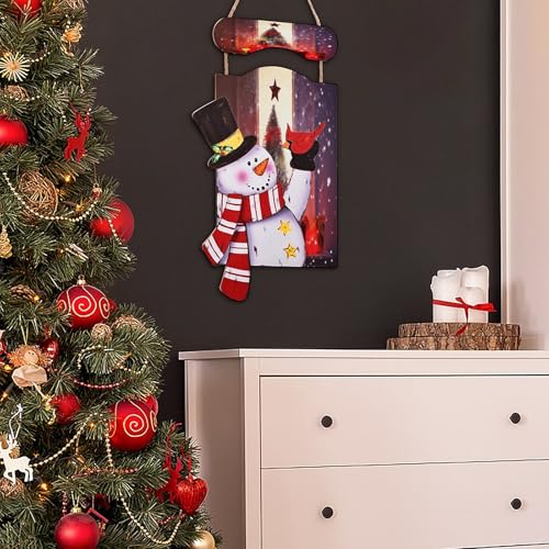 Panneau de Noël en bois suspendre idée cadeau décoration murale maison rustique - 5