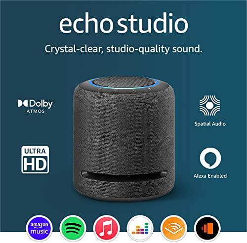 Echo Studio | Our best-sounding smart speaker ever, with Dolby Atmos and Alexa | Charcoal
