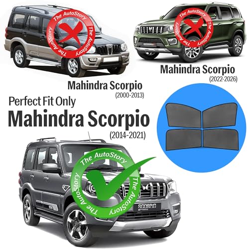Image of AutoStory Custom Fit Non-Magnetic Cotton Mesh Car Sunshade for Scorpio 2014-2021 | UV & Heat Protection Car Window Curtains | Privacy Car Sun Shade | Breathable Vehicle Specific Side Window Shades