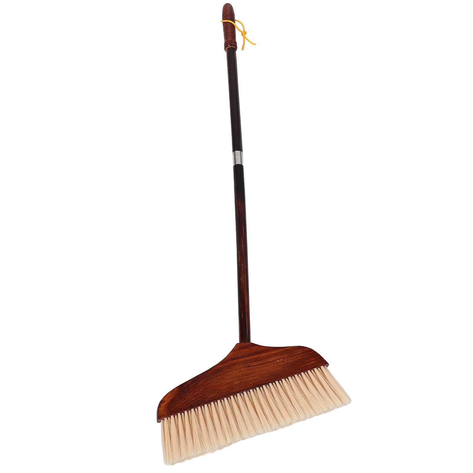 INOOMP Scopa Wood Home con setole morbide, manico lungo, colore marrone.