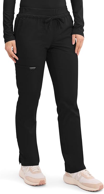 Cherokee Scrubs for Women Mid Rise Tapered Leg Drawstring Pant with 5 Pockets, Cargo Bottom with 2 Way Stretch Fabric- WW105