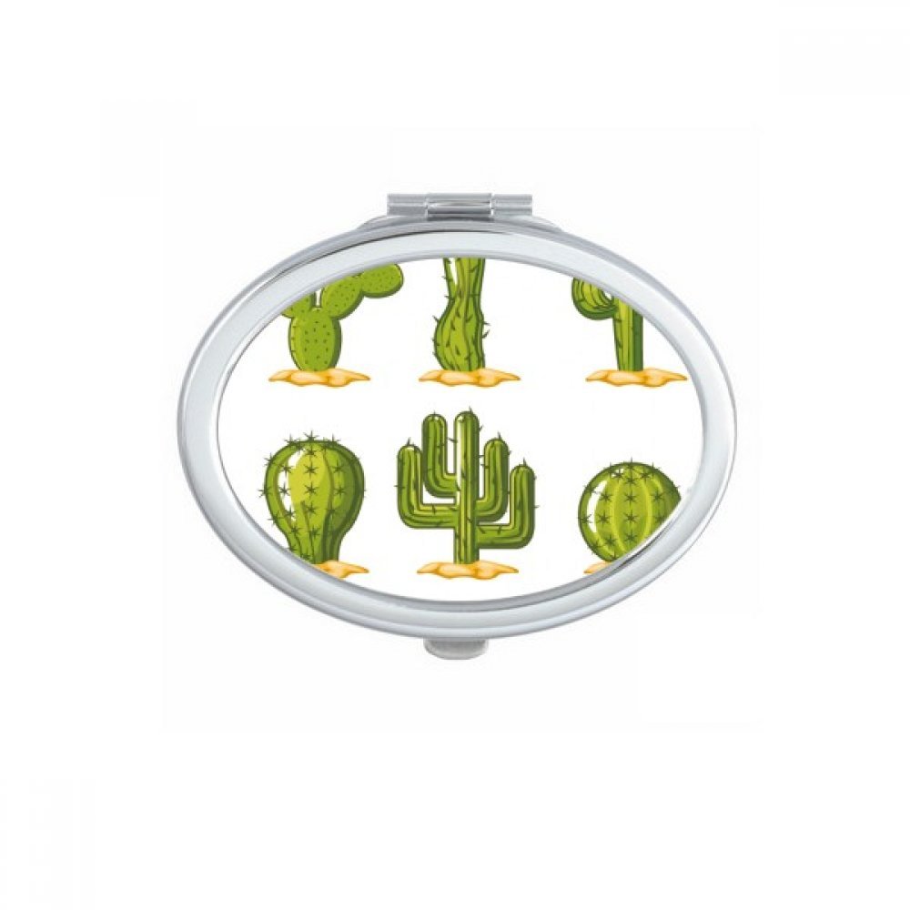 Miroir de poche cactus silhouette motif végétal ovale compact