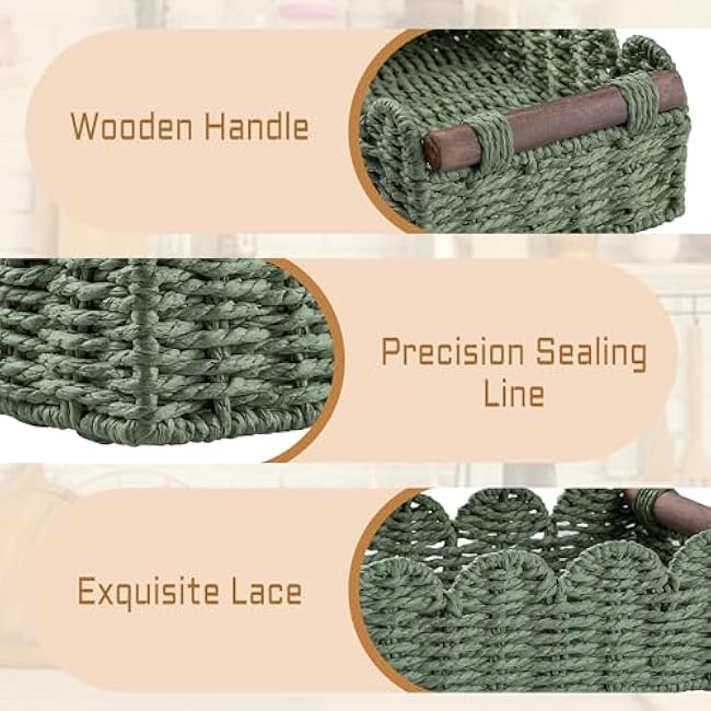 Storage Basket Wicker Baskets for Organizing Toilet Paper Storage Basket for Toilet Tank Top,Green