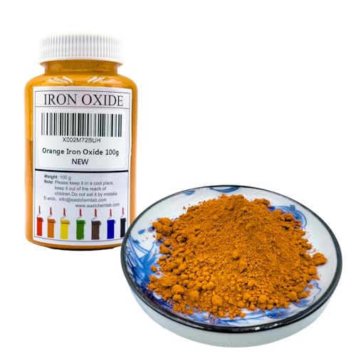 Eastchemlab Oxyde de fer orange – Utilisé pour la décoration artistique, les pigments de peinture, le béton, l'argile, le ciment, les briques et le revêtement (100 g)