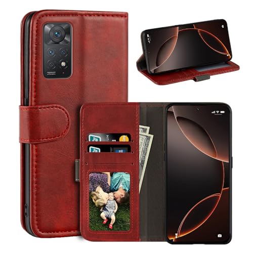 UOGNADGD ���U�[�t���b�v�J�o�[ Xiaomi Redmi Note 11 Pro 5G India �Ƃ̌݊������� �J�[�h�X���b�g�t���E�H���b�g�P�[�X�A�}�O�l�b�g�N���[�W���[�A�L�b�N�X�^���h�ARFID�ϏՌ��t�H���I (���b�h)