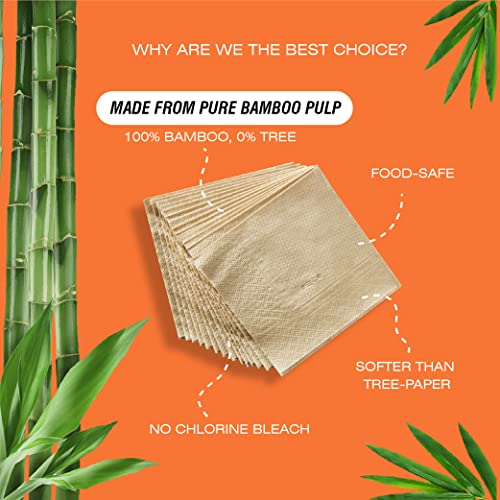 Image of Beco Bamboo Super Soft & Absorbent Serving Tissue Napkins 600 sheets 300 Pulls 2 ply- 100% Natural and Ecofriendly (Pack of 6)