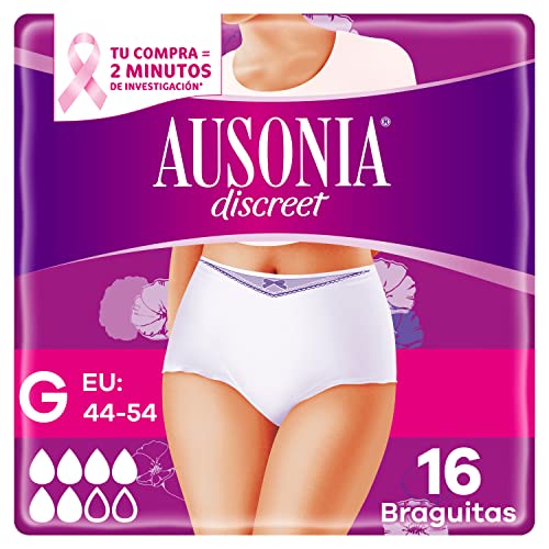 Ausonia Discreet Pants Compresas Incontinencia Mujer, Plus, 16 Unidades, Braguitas para Pérdidas de Orina - Talla Grande